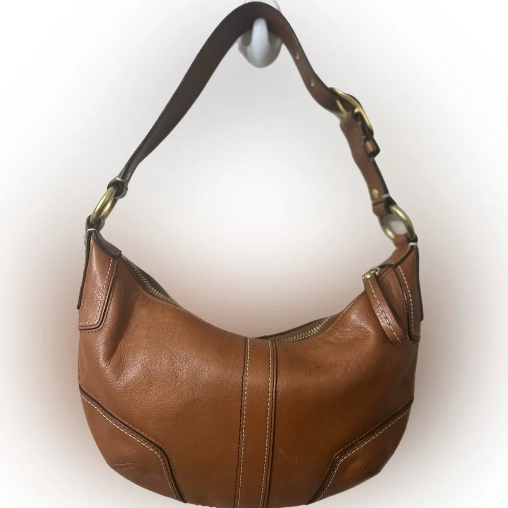Vintage Coach Hampton Hobo Shoulder Bag Leather 11372 Tan Vintage Y2K